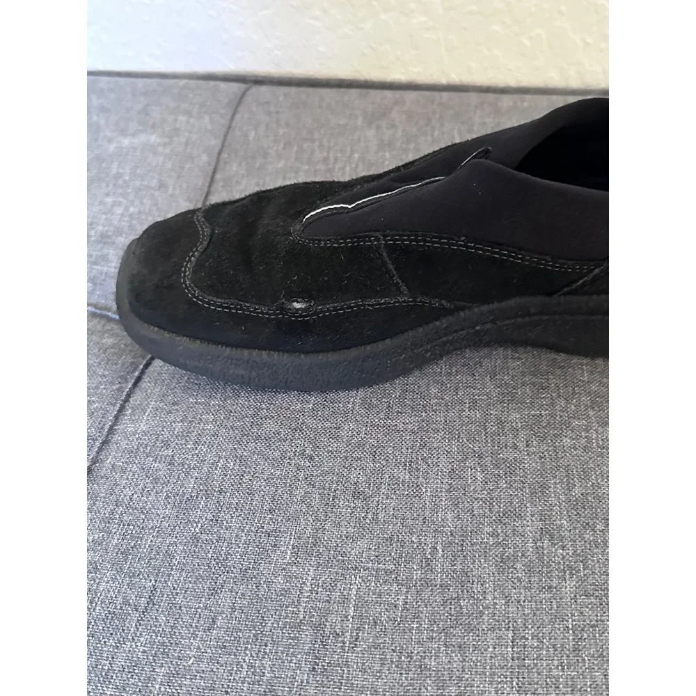 Ecco Womens Loafer Slip‎ On Black Suede Leather Shoe Size 7.5 US, 38 EU